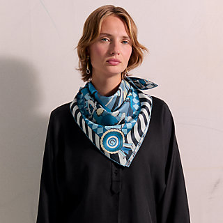Pony Pit Stop double face scarf 90 - Blue | Hermès USA